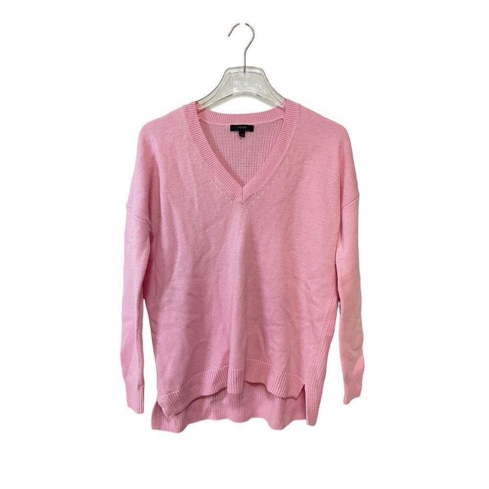 J Crew V Neck Tunic Sweater Wool Pink Blush Size XXS